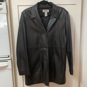 Alfani Black Leather 3 Button Blazer Size Large